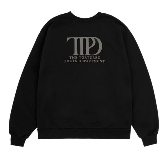 Taylor Swift The Tortured Poets Department Black Crewneck Small - Picture 2 of 5